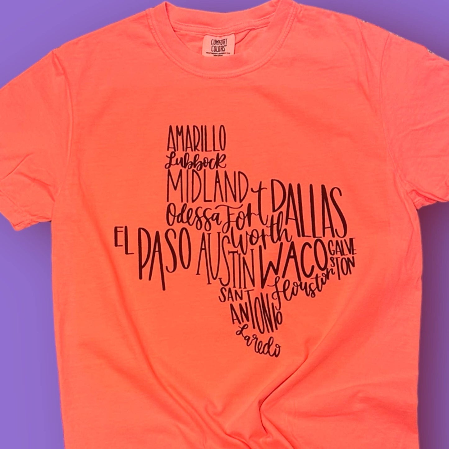 State of Texas Cities Comfort Colors T-Shirt