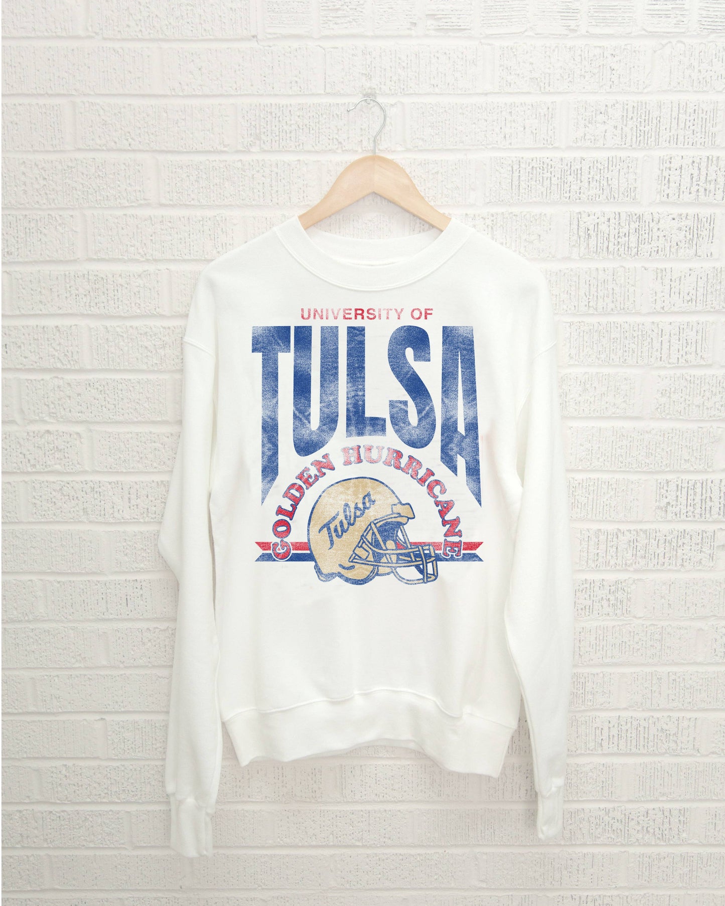 Tu Tulsa Hurricane Established Helmet Thrifted Sweatshirt