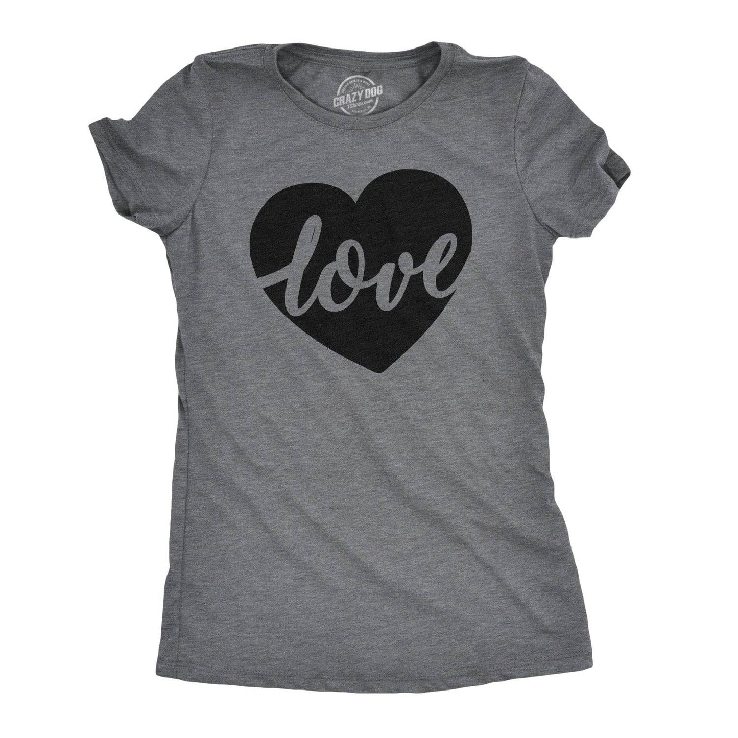 Love Heart Script Women's Tshirt Valentine's Day Graphic Tee