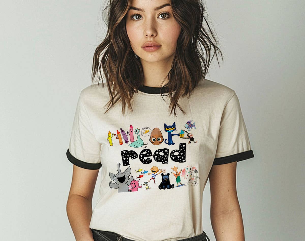 Read Kids Book Character - Back To School Teacher Ringer Tee