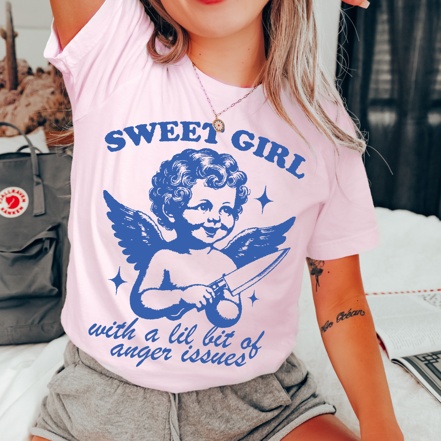 Sweet Girl with A Lil Bit of Anger Comfort Color Graphic Tee