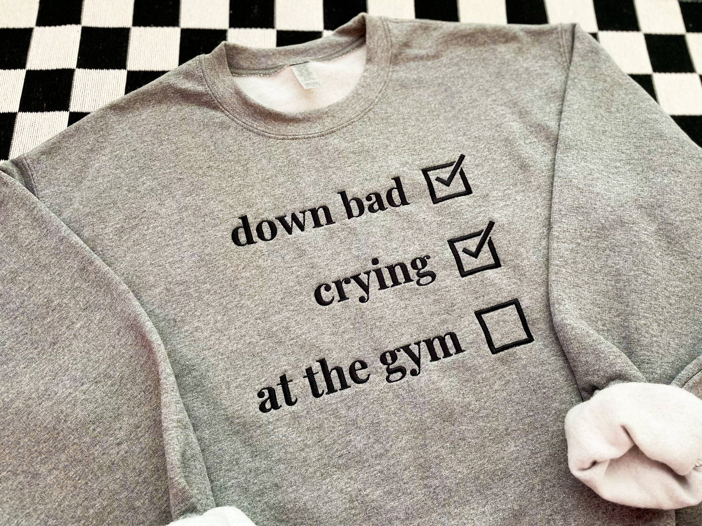 Down Bad, Crying, At the Gym Crewneck | Embroider Sweatshirt