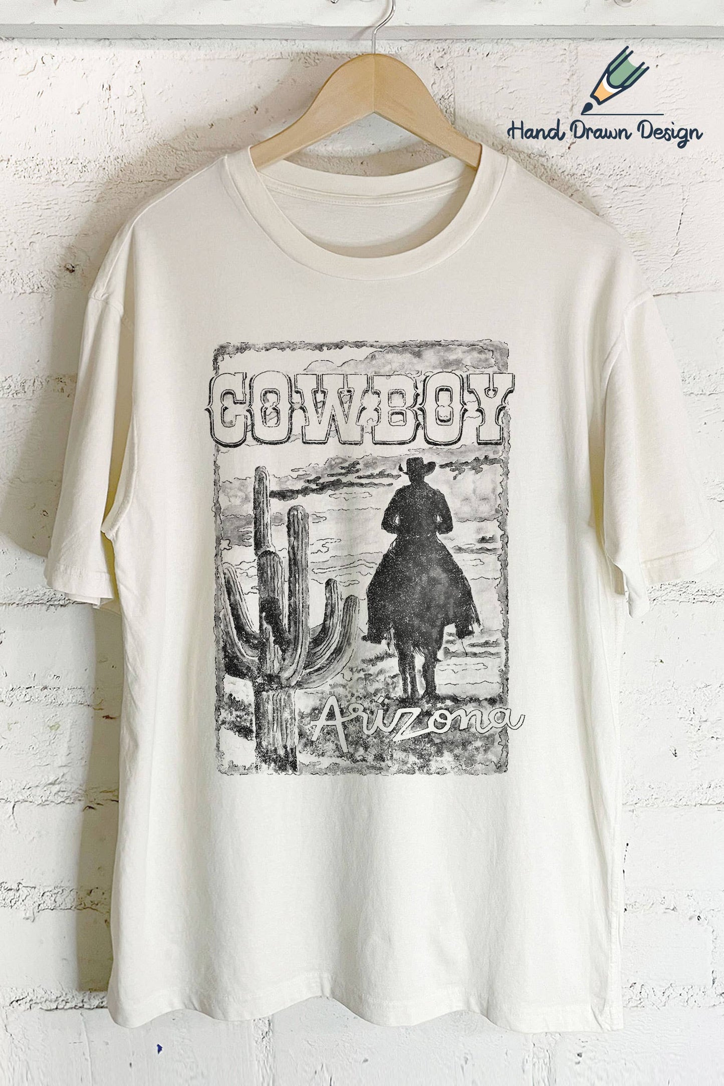 Arizona Cowboy-Hand Drawn  (Oversized Tee)