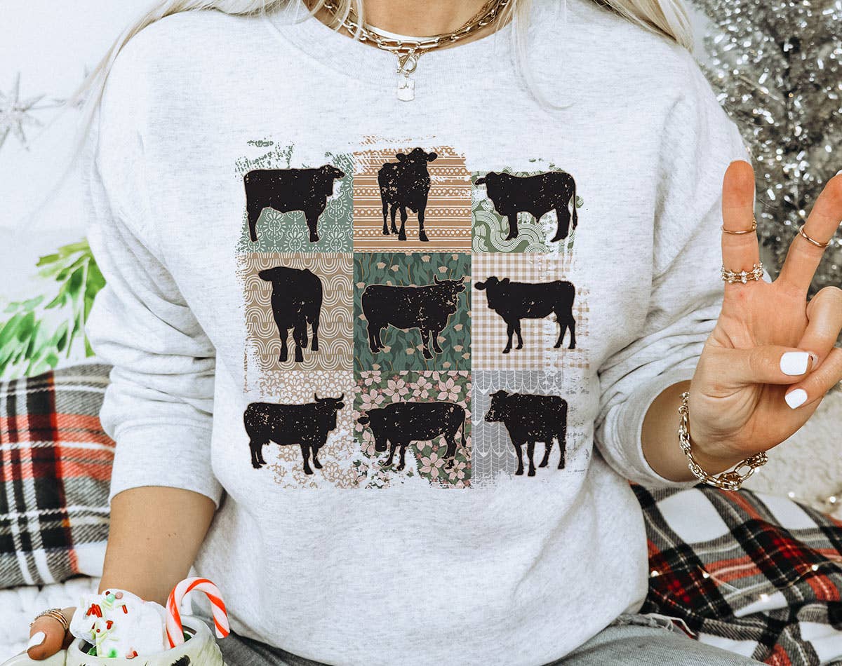 Cow Boho Retro - Country Western Sweatshirt