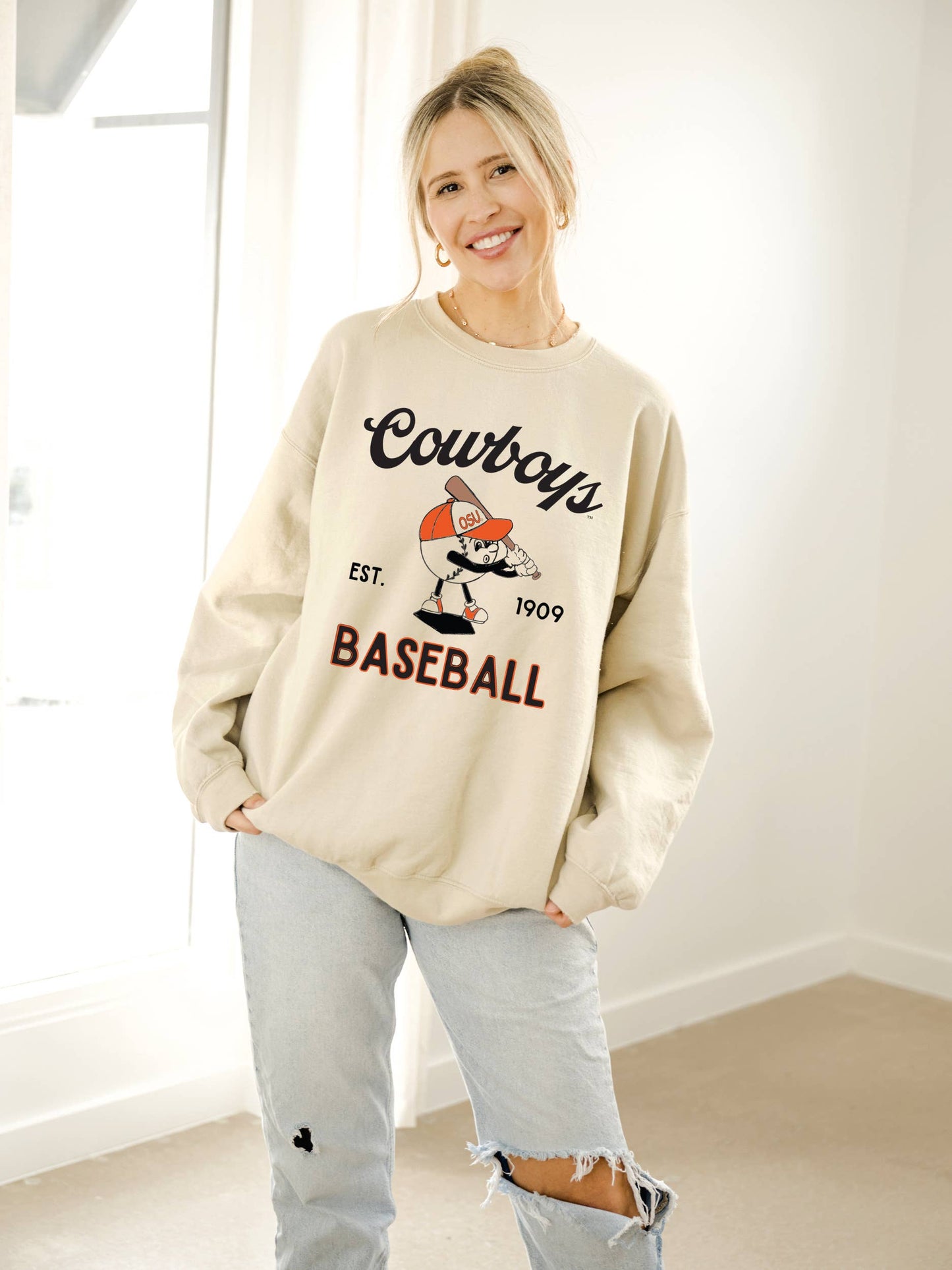 Osu Cowboys Amusable Baseball Sand Thrifted Sweatshirt