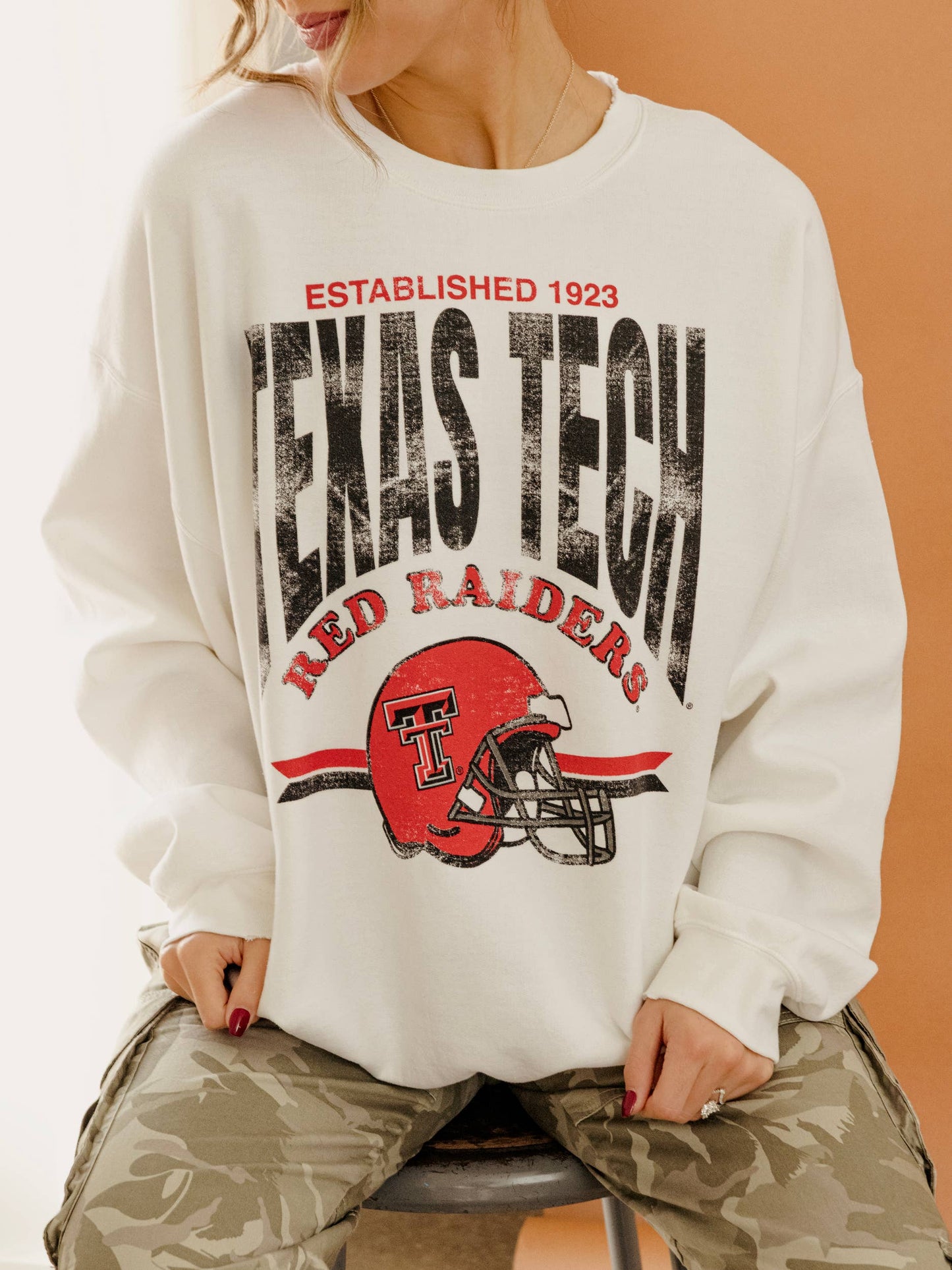 Texas Tech Red Raiders Est. Helmet Thrifted Sweatshirt