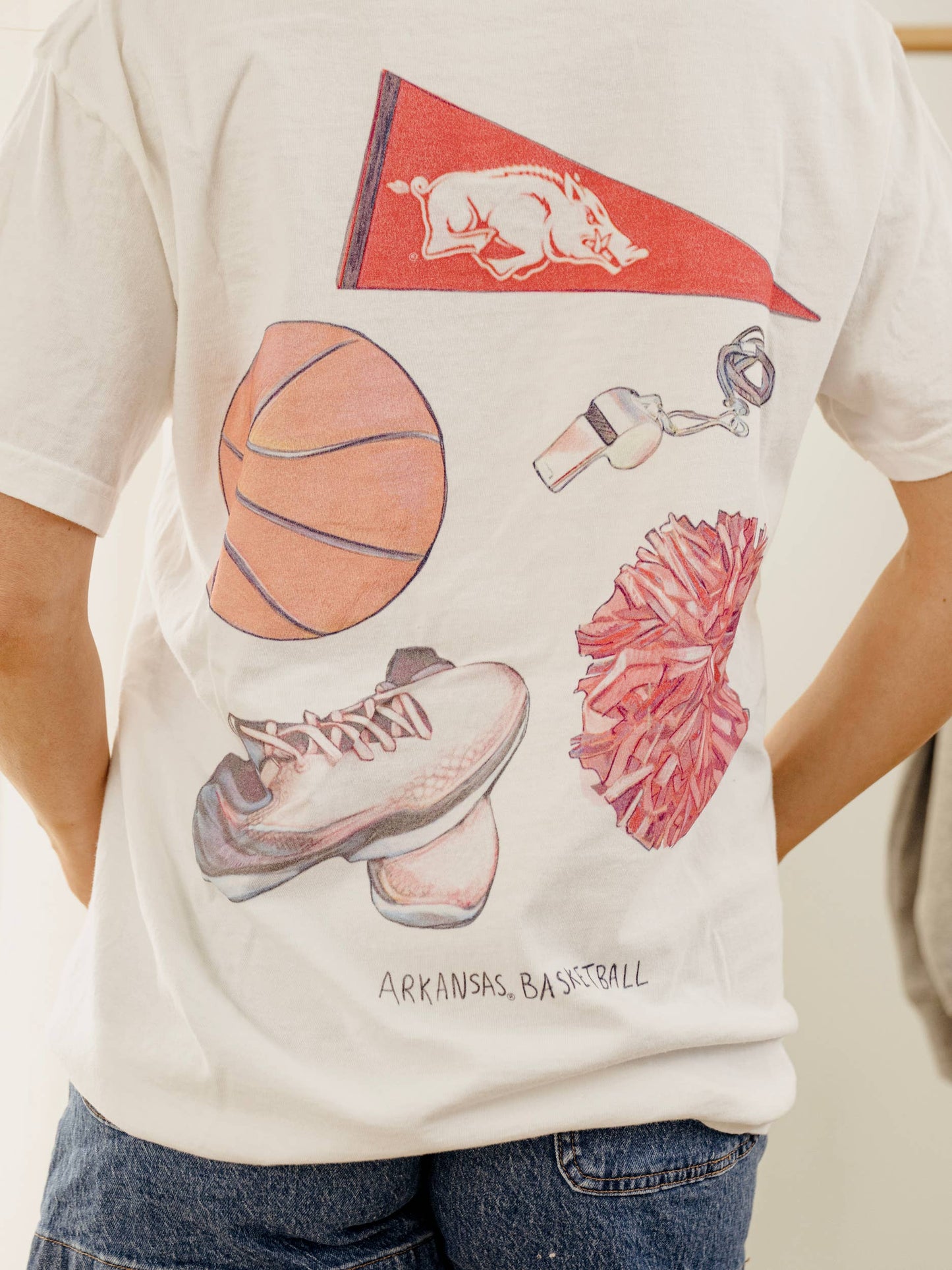 Arkansas Razorbacks Basketball Memorabilia White Cc Tee