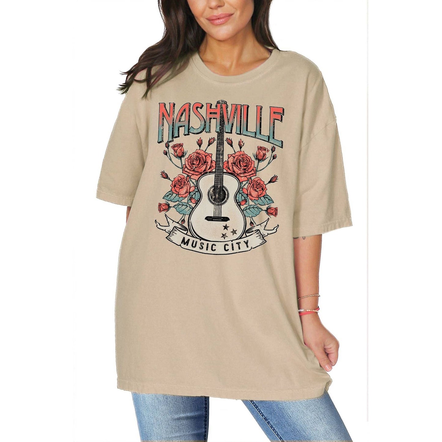 Nashville Music City Oversized T Shirt