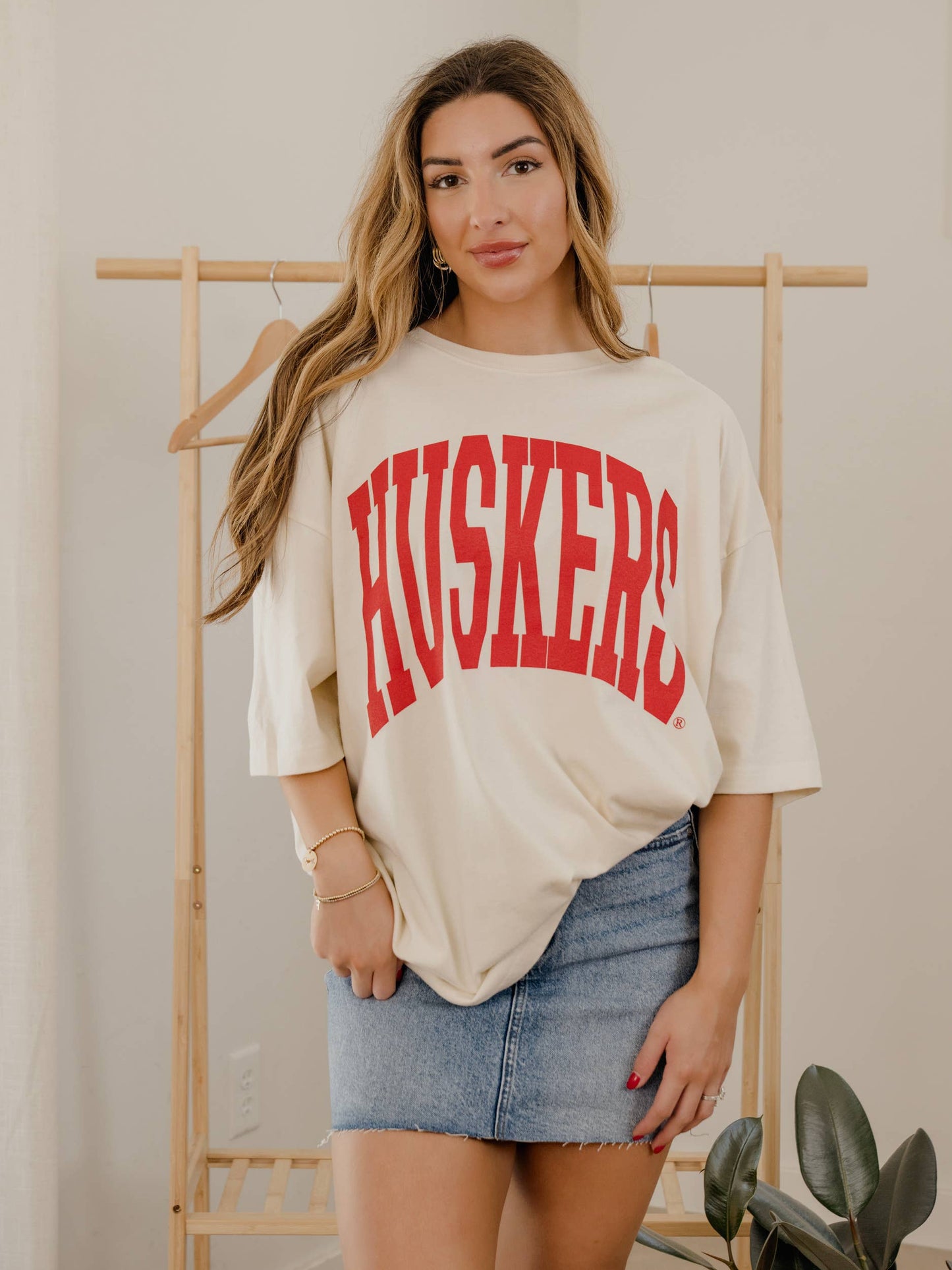 Nebraska Corn Huskers Tall Boy Off White One Size Tee