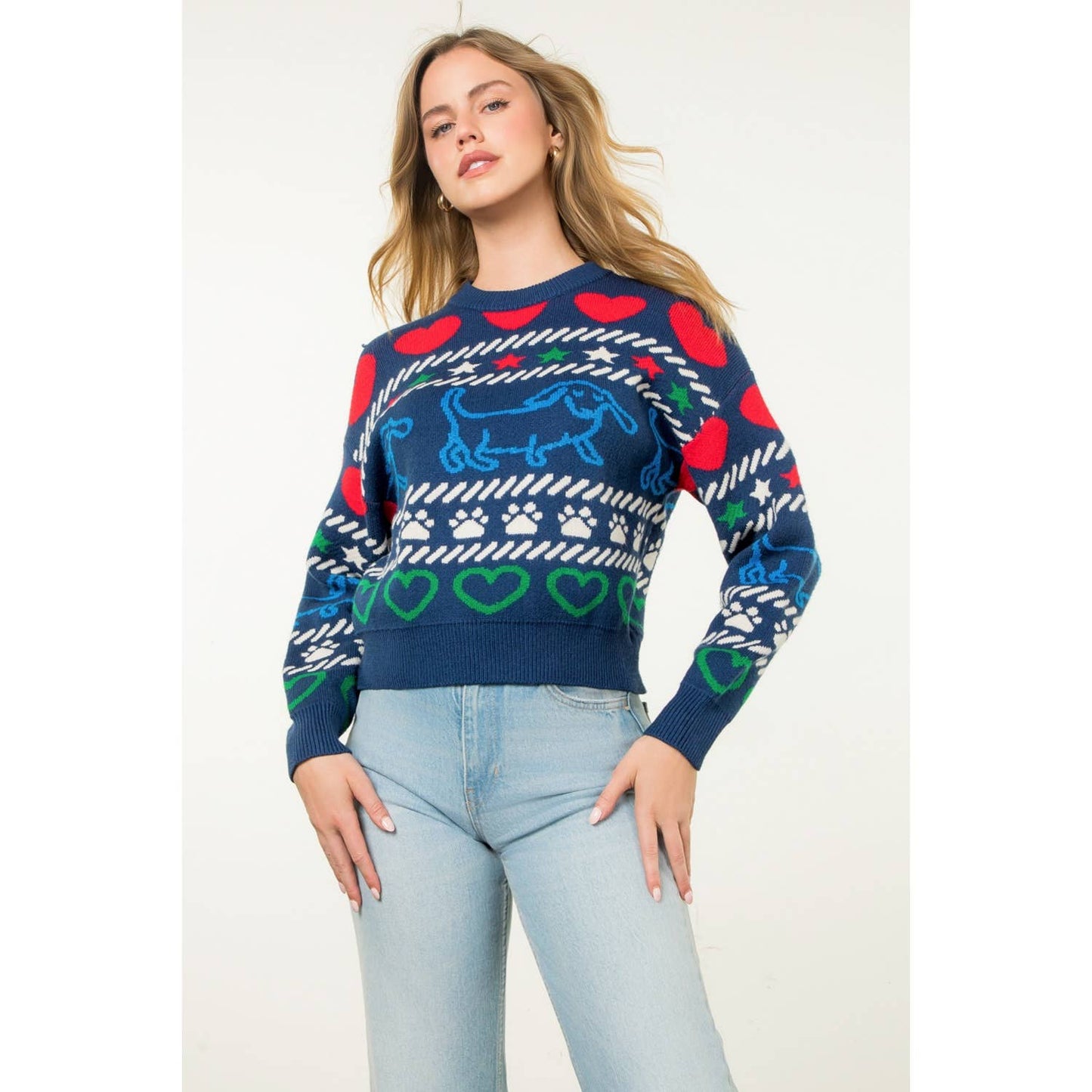Multi Pattern Knit Sweater