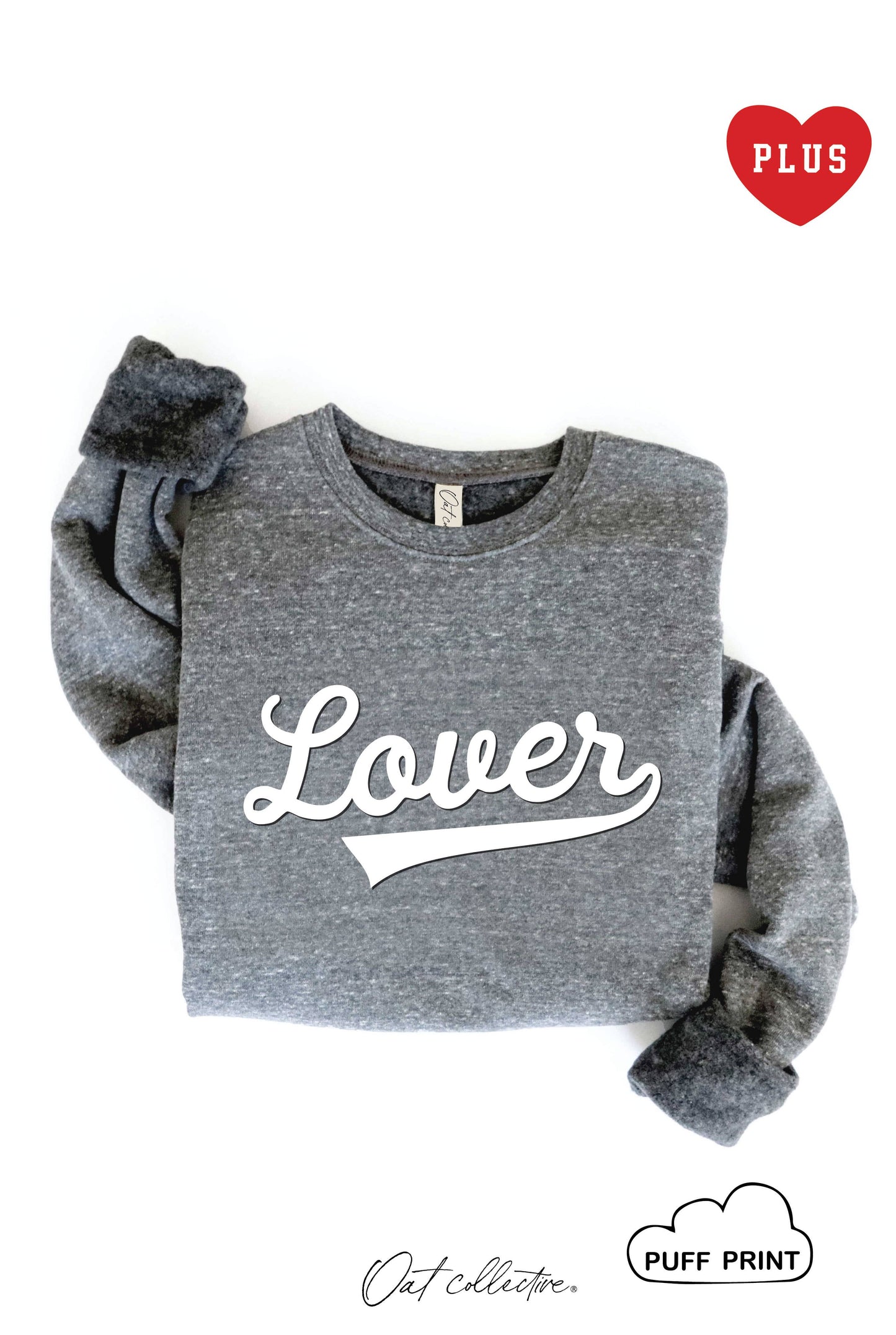 Lover Varsity Puff  Plus Graphic Sweatshirt