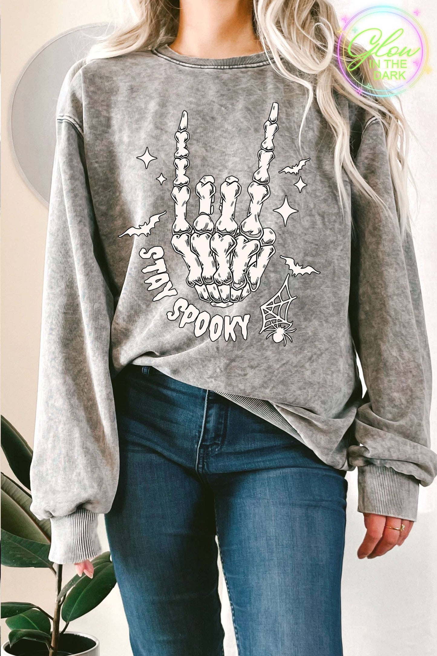 Stay Spooky Glow in Dark Mineral Graphix Terry Sweatshirt
