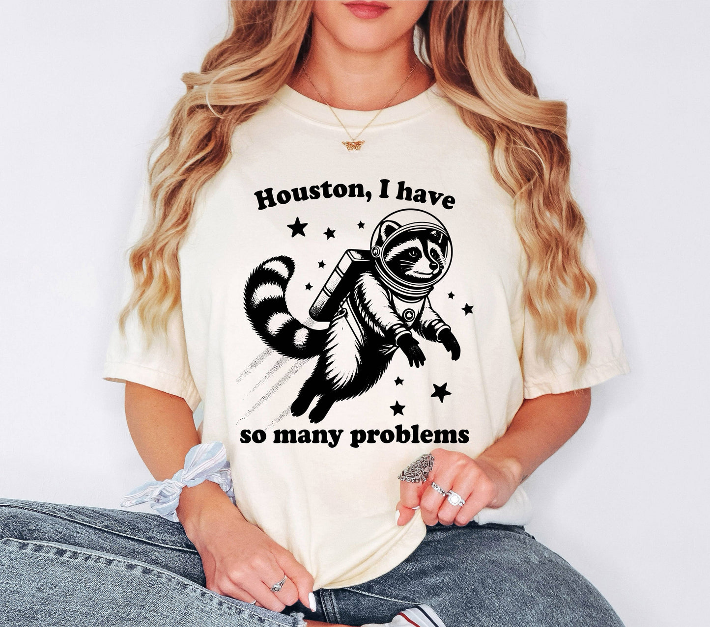 Houston I Have Problems Funny Graphic Tee, Funny Racoon Tee