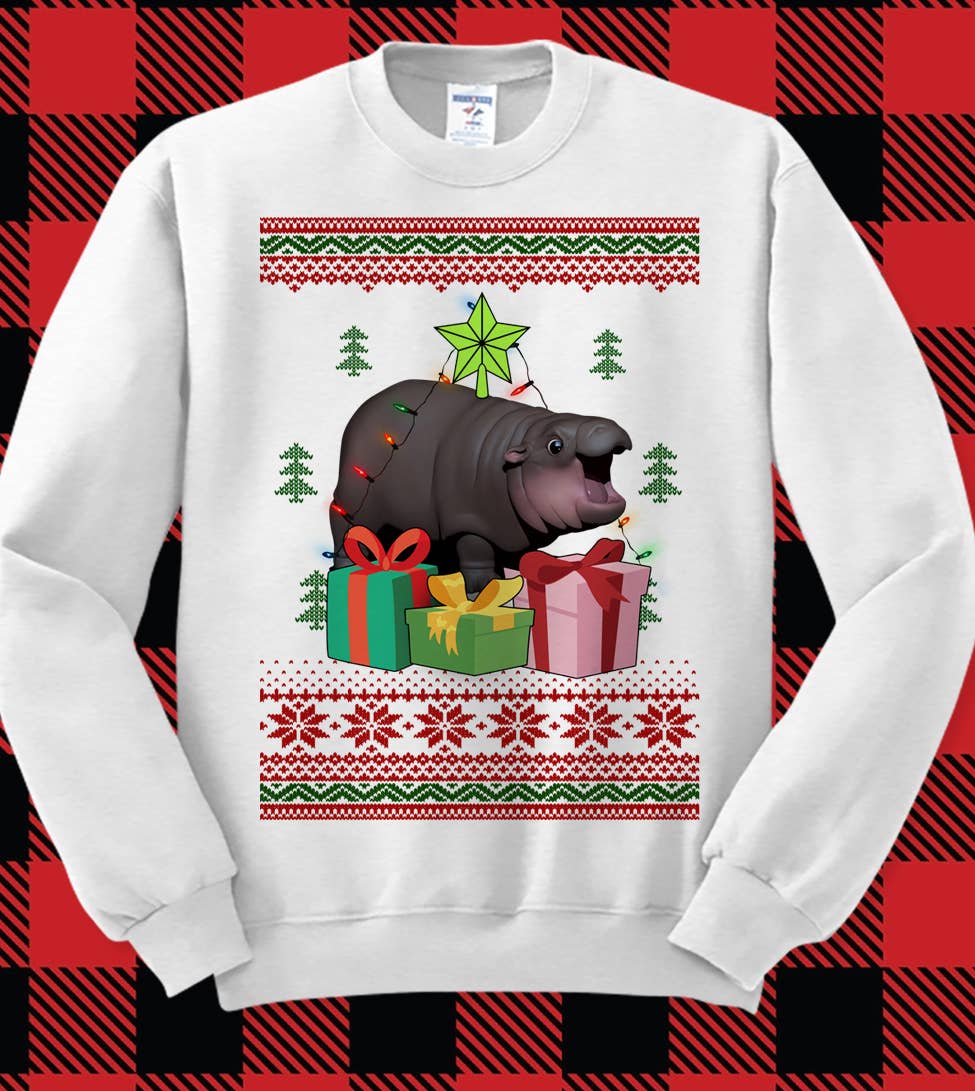 Moo Deng - Funny Meme Ugly Christmas Sweatshirt