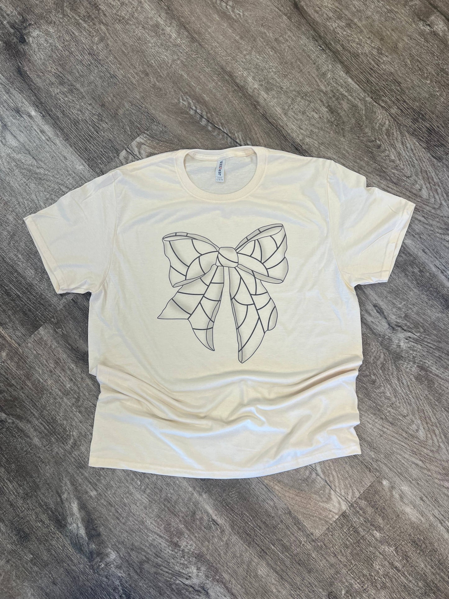 Volleyball Large Bow On Cream Tee