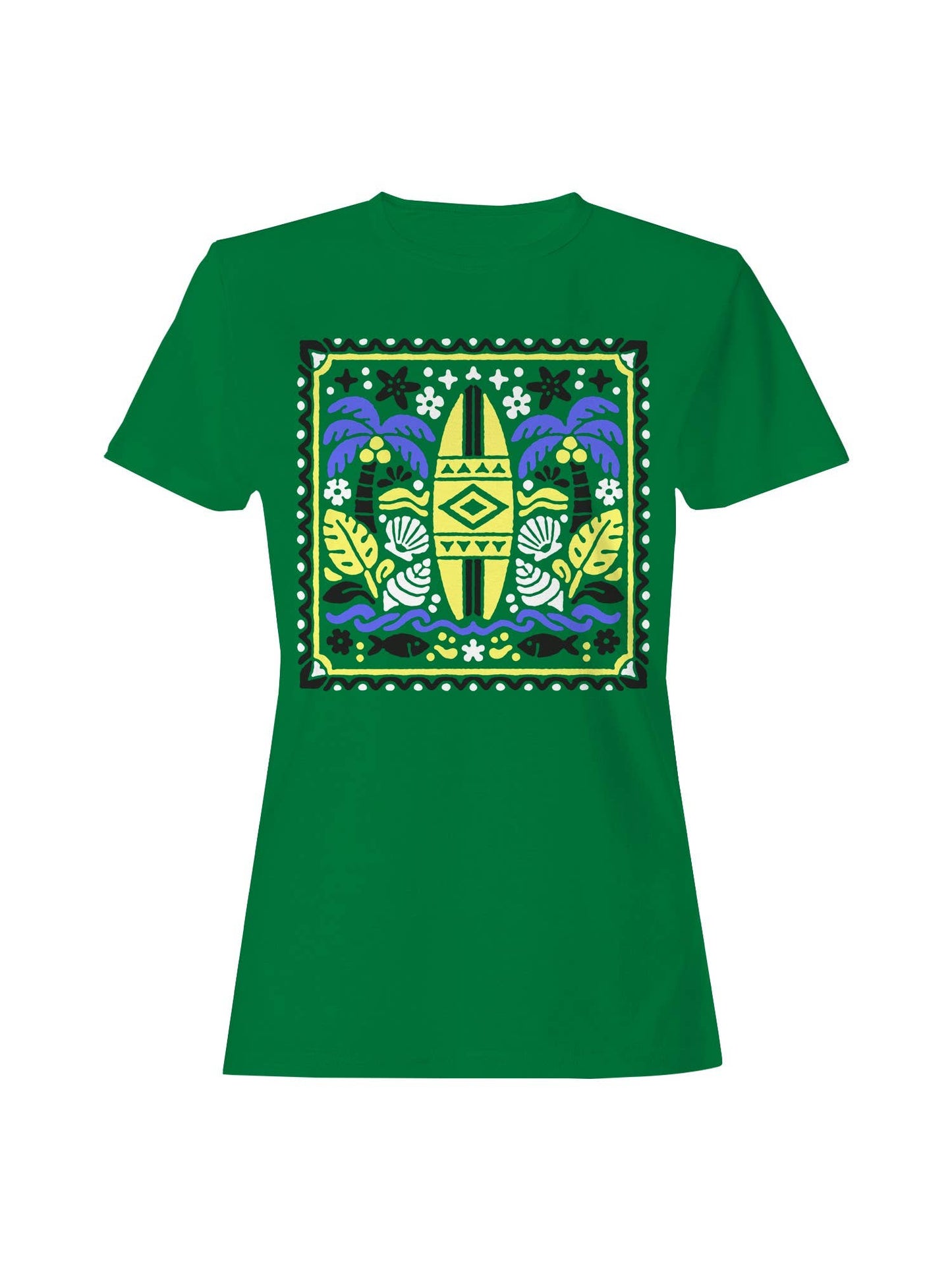 Tropical Surf Design: Palm and Waves Women's T-Shirt