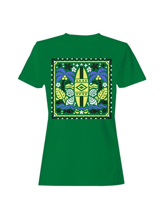 Tropical Surf Design: Palm and Waves Women's T-Shirt