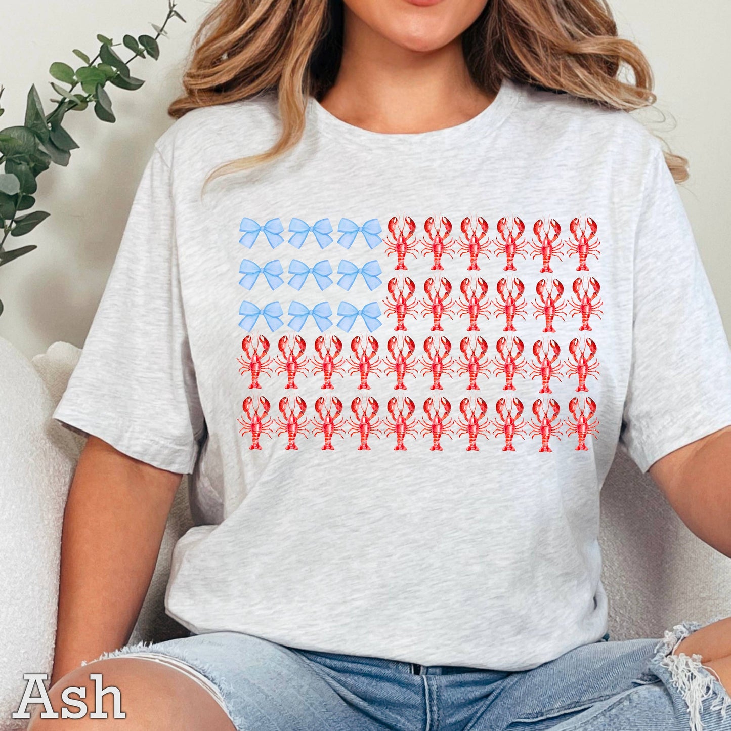 Bows & Lobsters Flag | July 4th Graphic Tee | Gildan