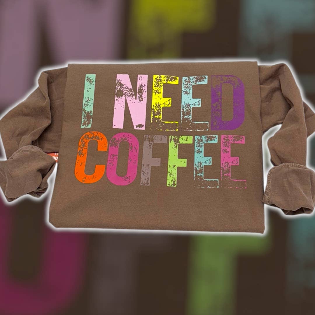 I Need Coffee Neons Espresso Long Sleeve T-Shirt