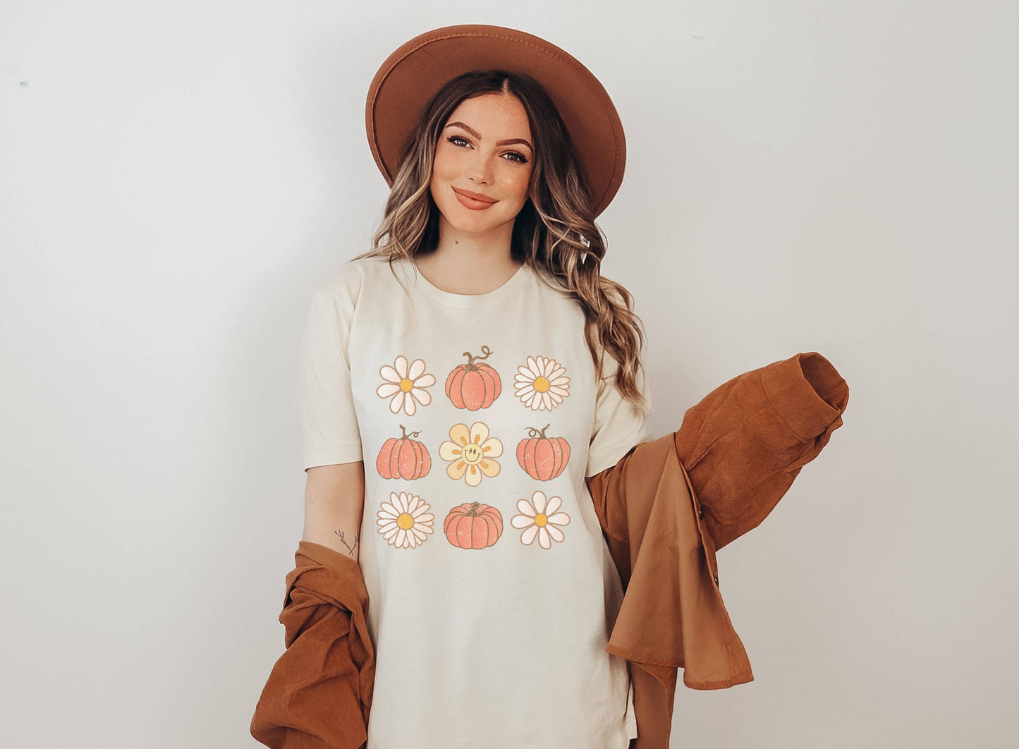 Vintage Pumpkins and Flowers Graphic Tee