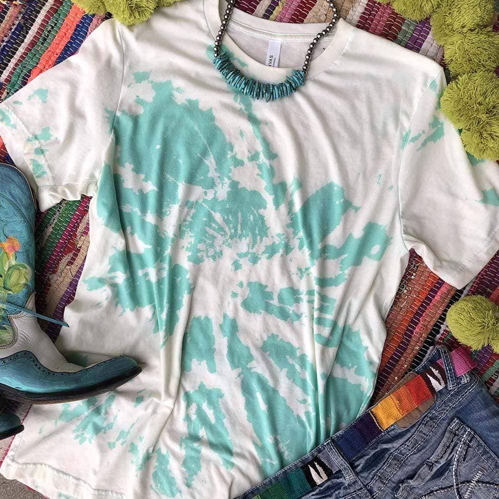 Mint & White Tie Dye Graphic Tee