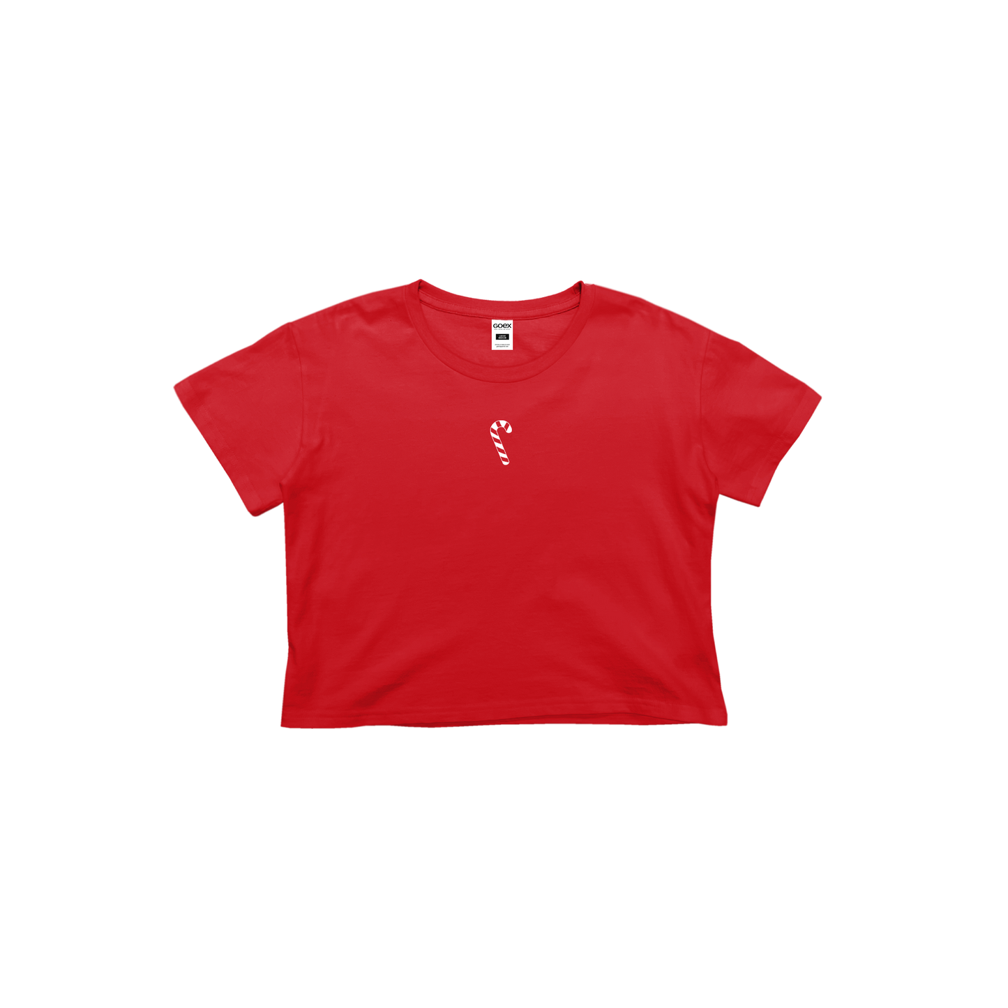 Candy Cane Christmas Cropped Ladies Graphic Tee Cotton