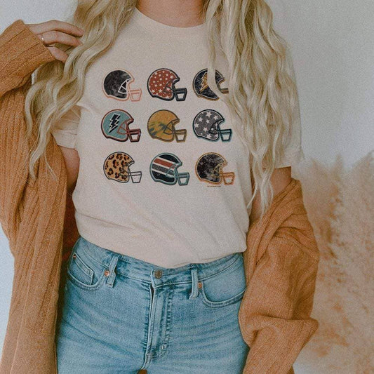 Football Helmet Collection - Cream Tee