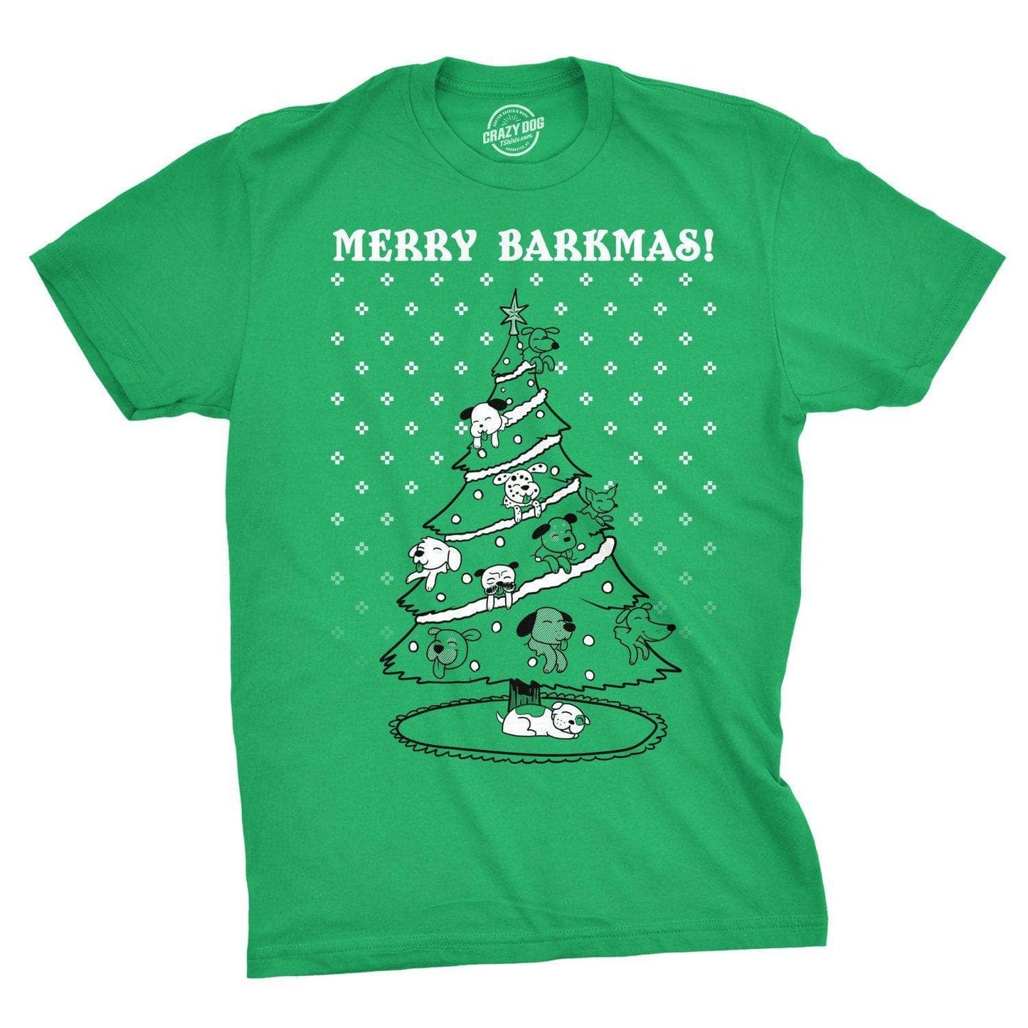 Merry Barkmas Dog Christmas Tree Men's Tshirt Christmas