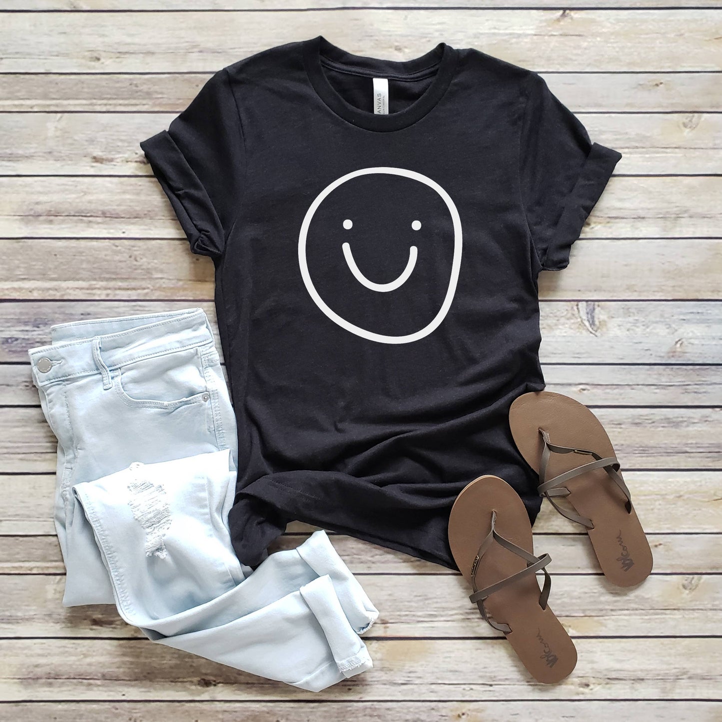 Happy Face Outline Tee | Sizes XS-2XL