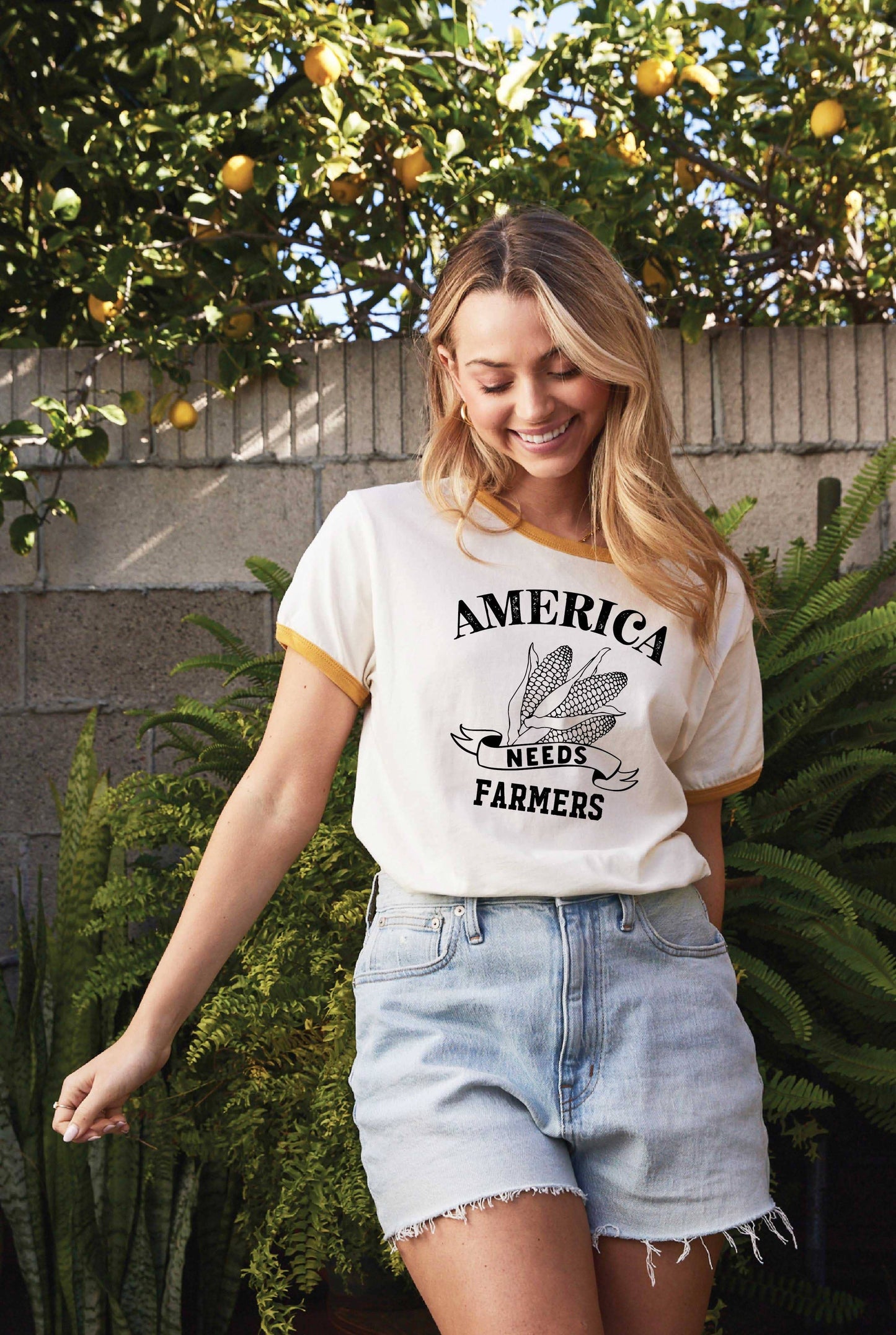 America Needs Farmers Ringer Graphic T-Shirt
