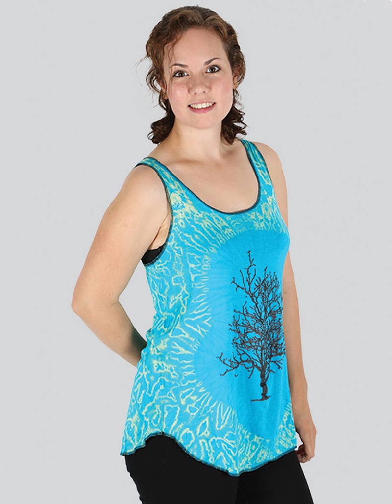 Tree of Life Print Tie-Dye Tank Top (TH-759)