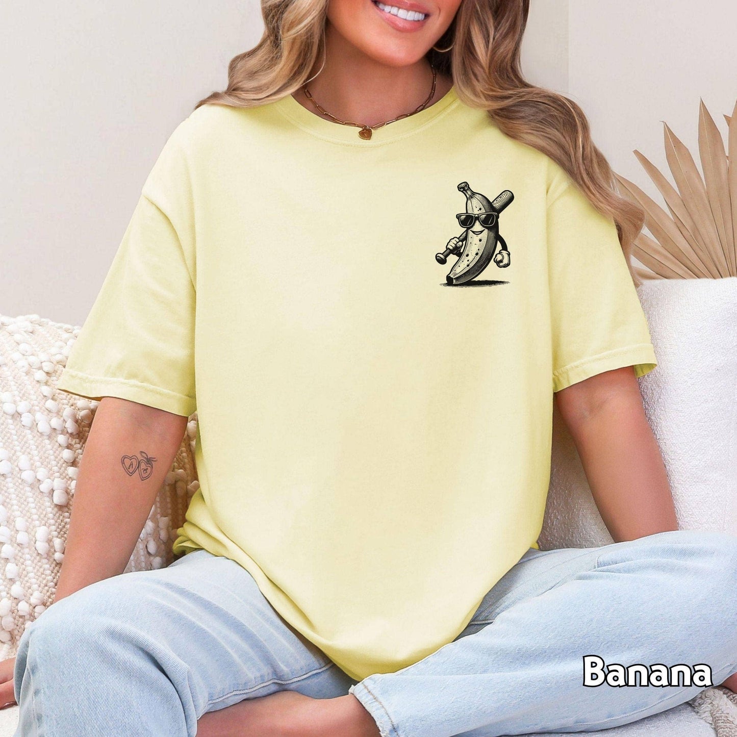 Banana Baseball Mascot Tee, Funny Graphic Summer Sports
