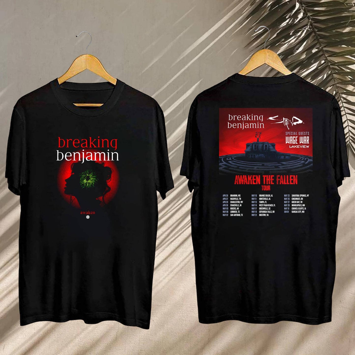 Breaking Benjamin 2025 Awaken the Fallen Fan Tour Shirt