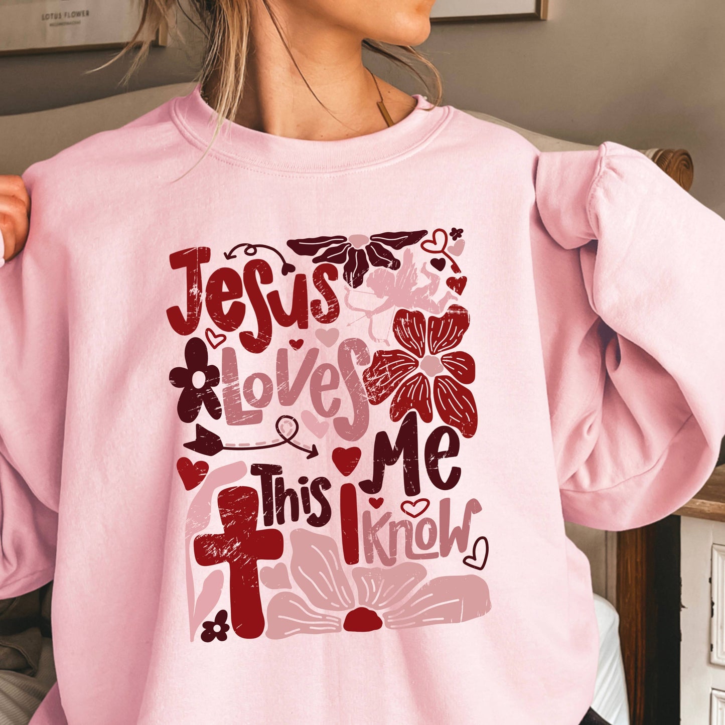 Jesus Loves Me  Valentine Sweatshirt | Gildan Brand