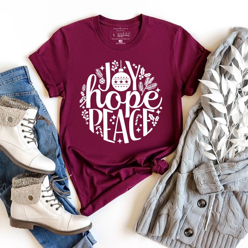 Joy Hope Peace Graphic Tee Shirt