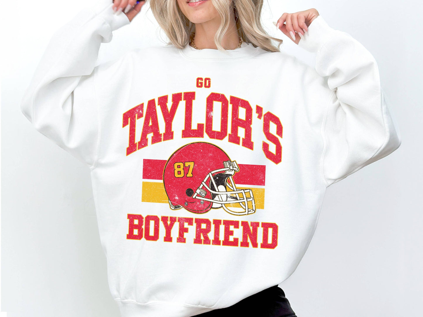Taylor & Travis Kc Crewneck Vintage Football Fan Sweatshirt