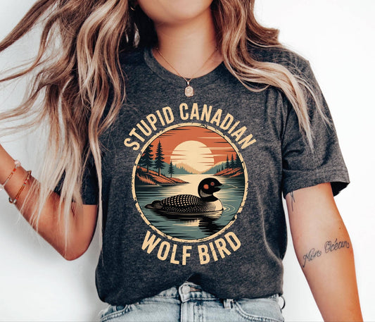 Canadian Wolf Bird Hockey Fan Tee - Funny Gift