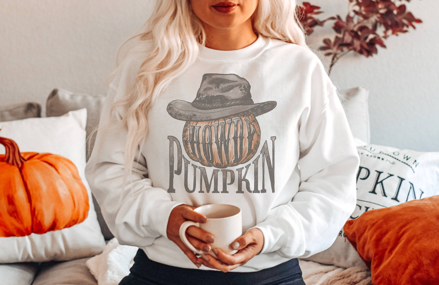Howdy Pumpkin Western Crew Neck Sweatshirt | Fall Sweater