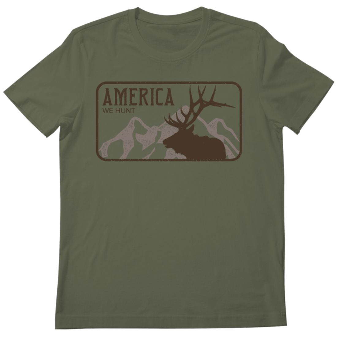 America We Hunt Elk Tee-Military Green Frost