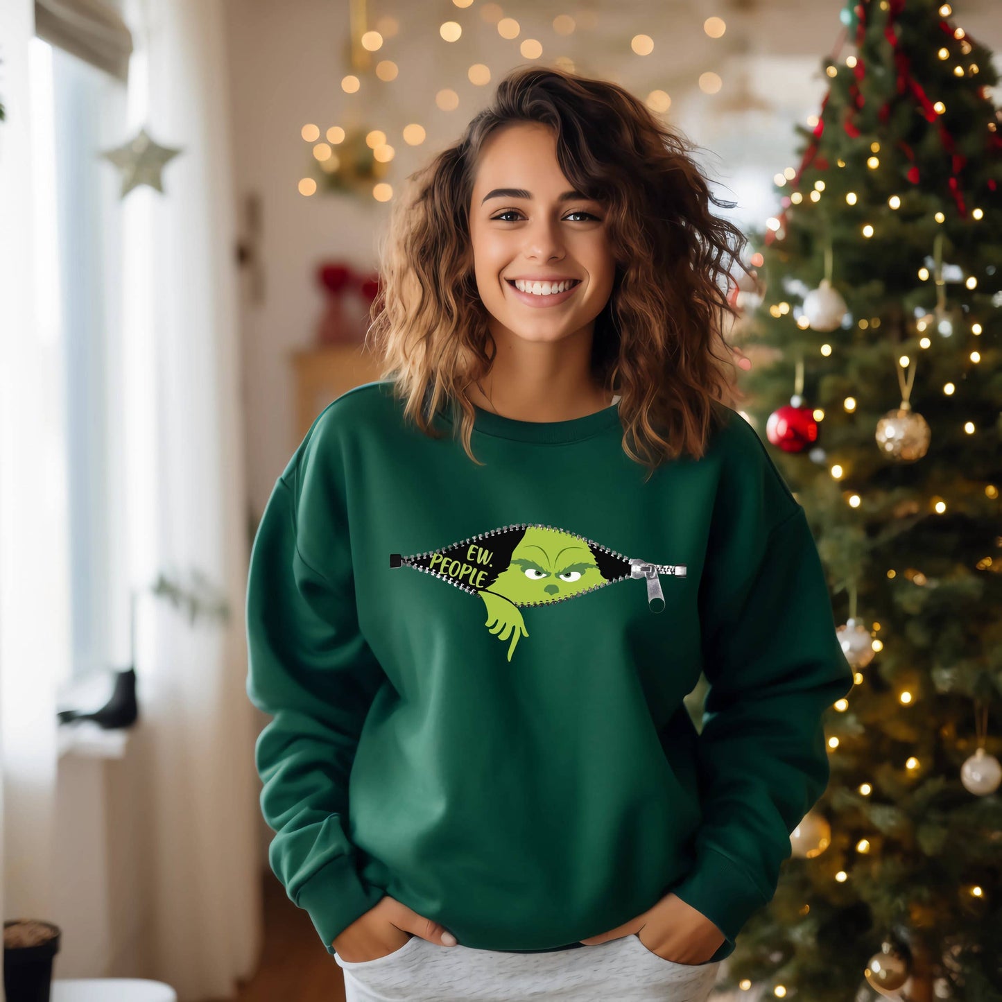 Funny Christmas Sweatshirt - Ew People Family Movie Gift Swe