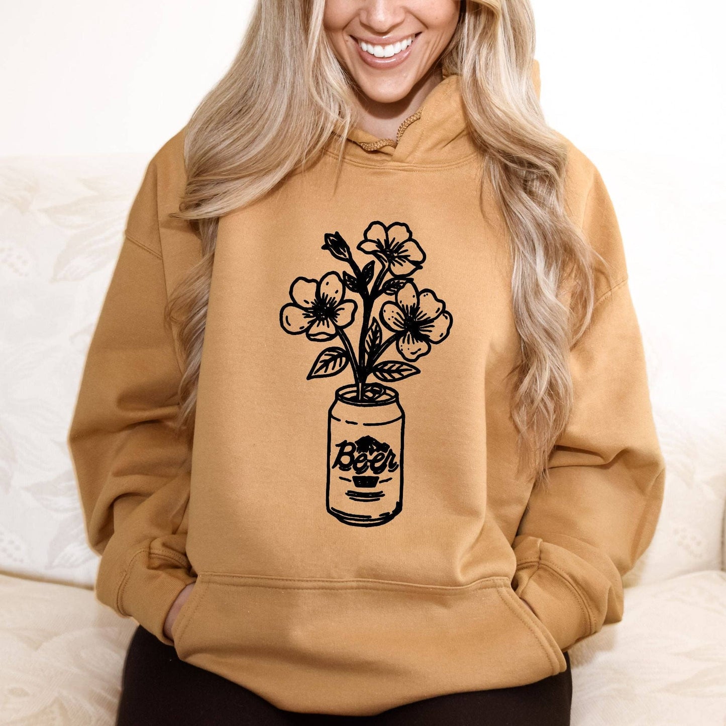 Floral Beer Can Crewneck Sweatshirt Hoodie 140 (No Words)