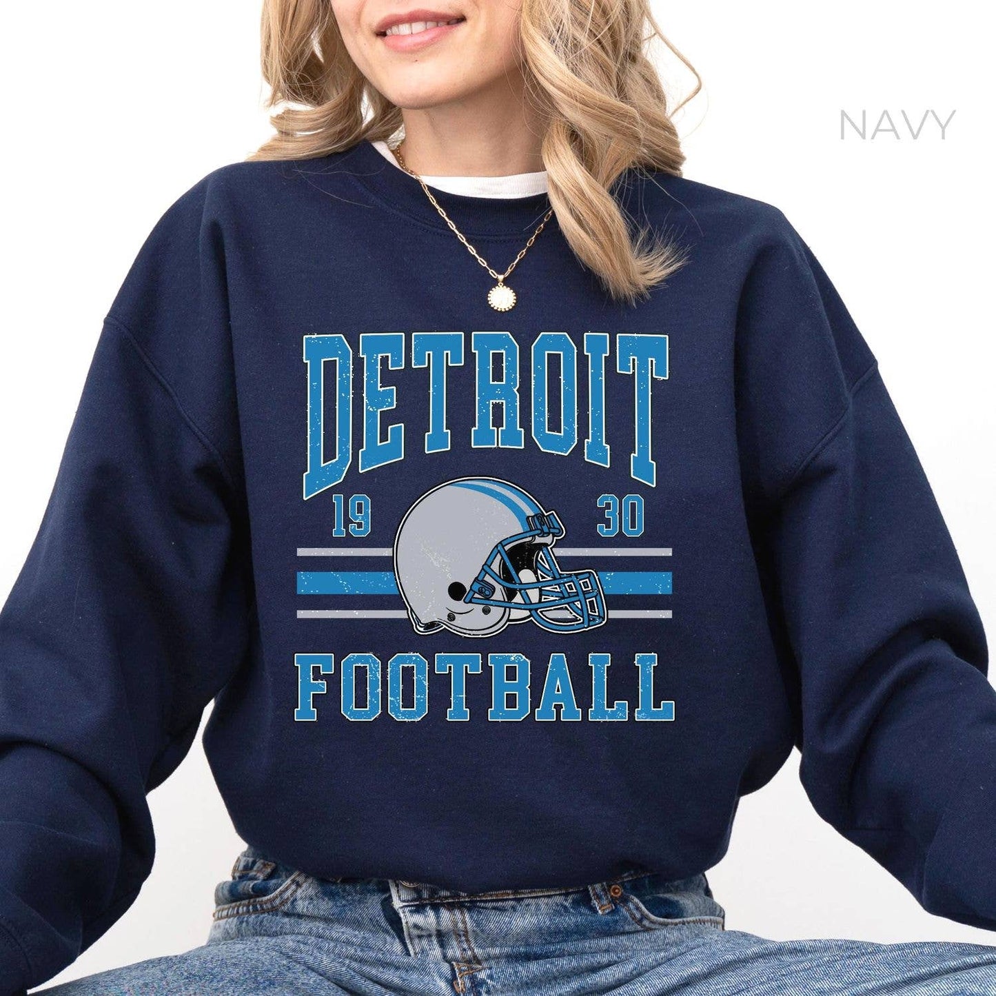 Vintage Detroit Football Sweatshirt - Game Day Fan Crewneck