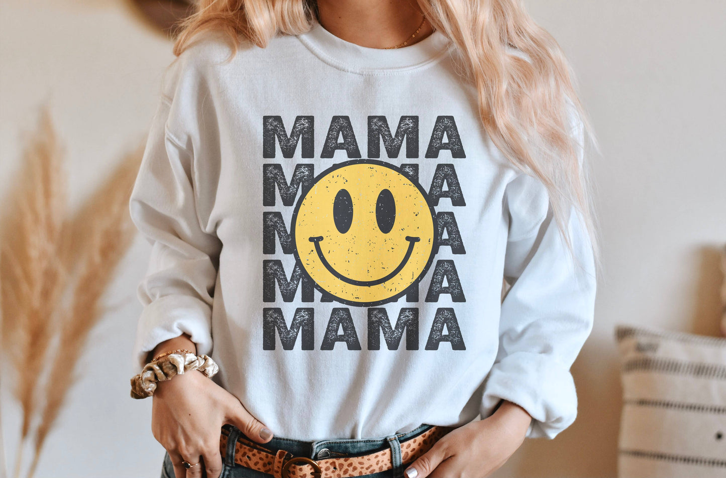 Retro Mama Stacked Crew Neck Sweatshirt