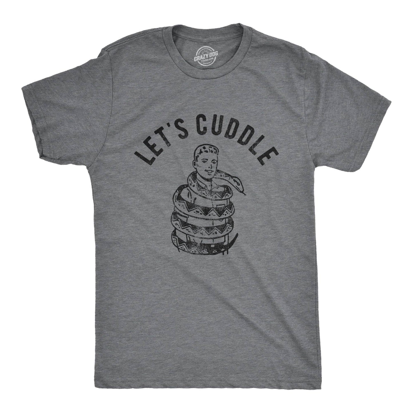 Lets Cuddle Snake Men's Tshirt Valentine's Day Graphic Tee