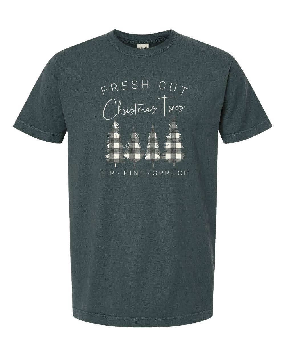 Fresh Cut Christmas Trees Plaid Tee