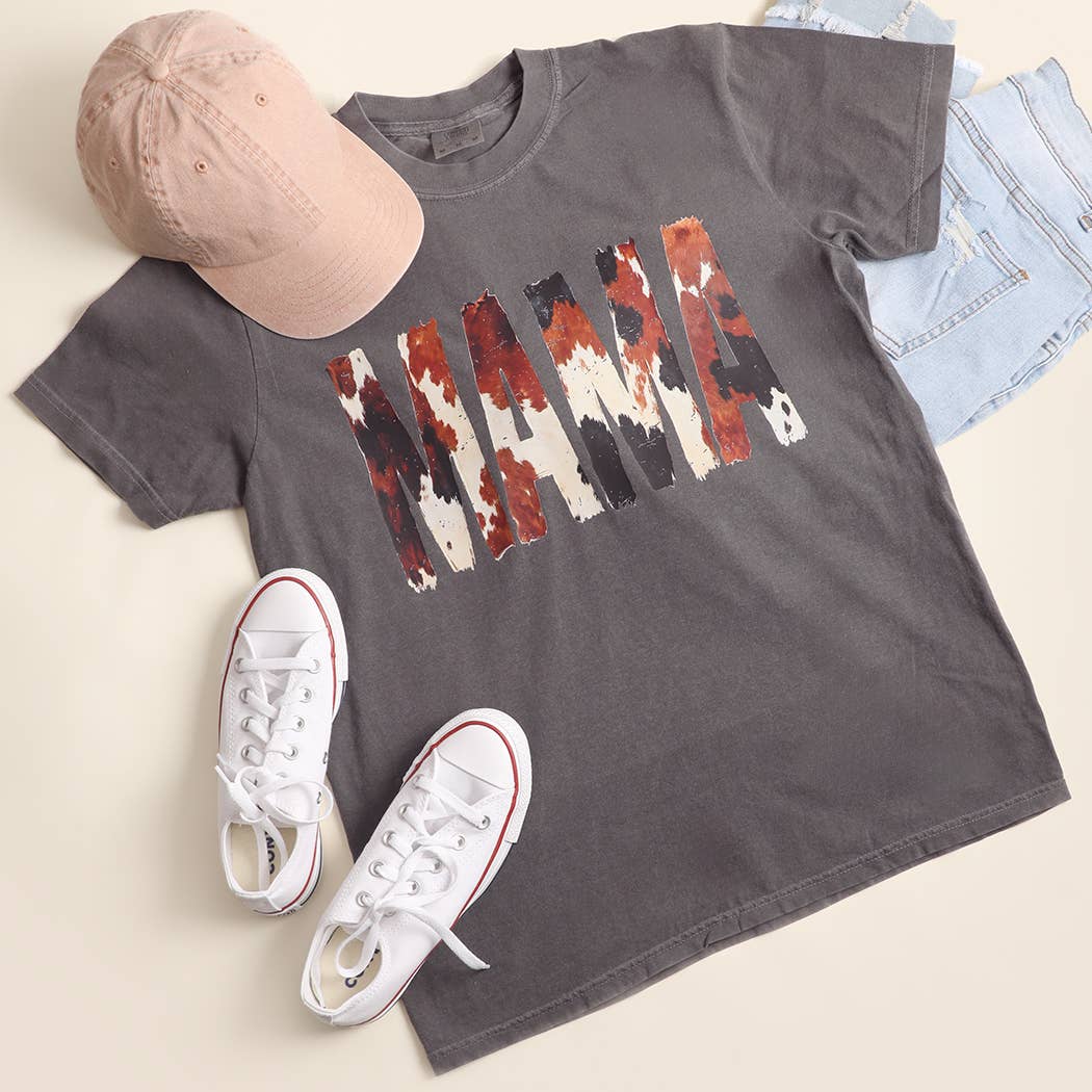 Cow Print Mama Graphic Garment-Dyed Heavy T-Shirt