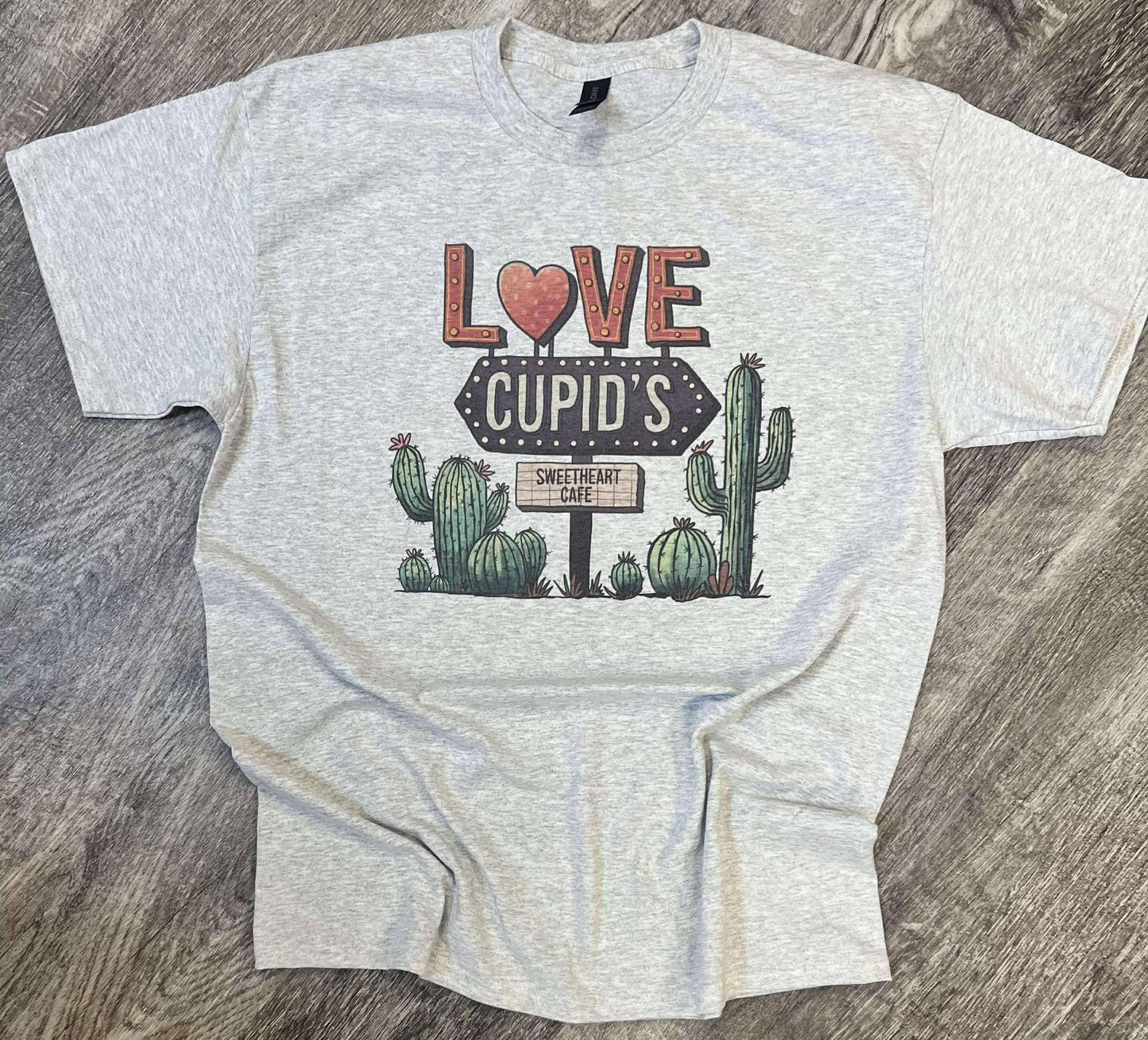 Love Cupid's Sweetheart Cafe - Ash Gray Tee