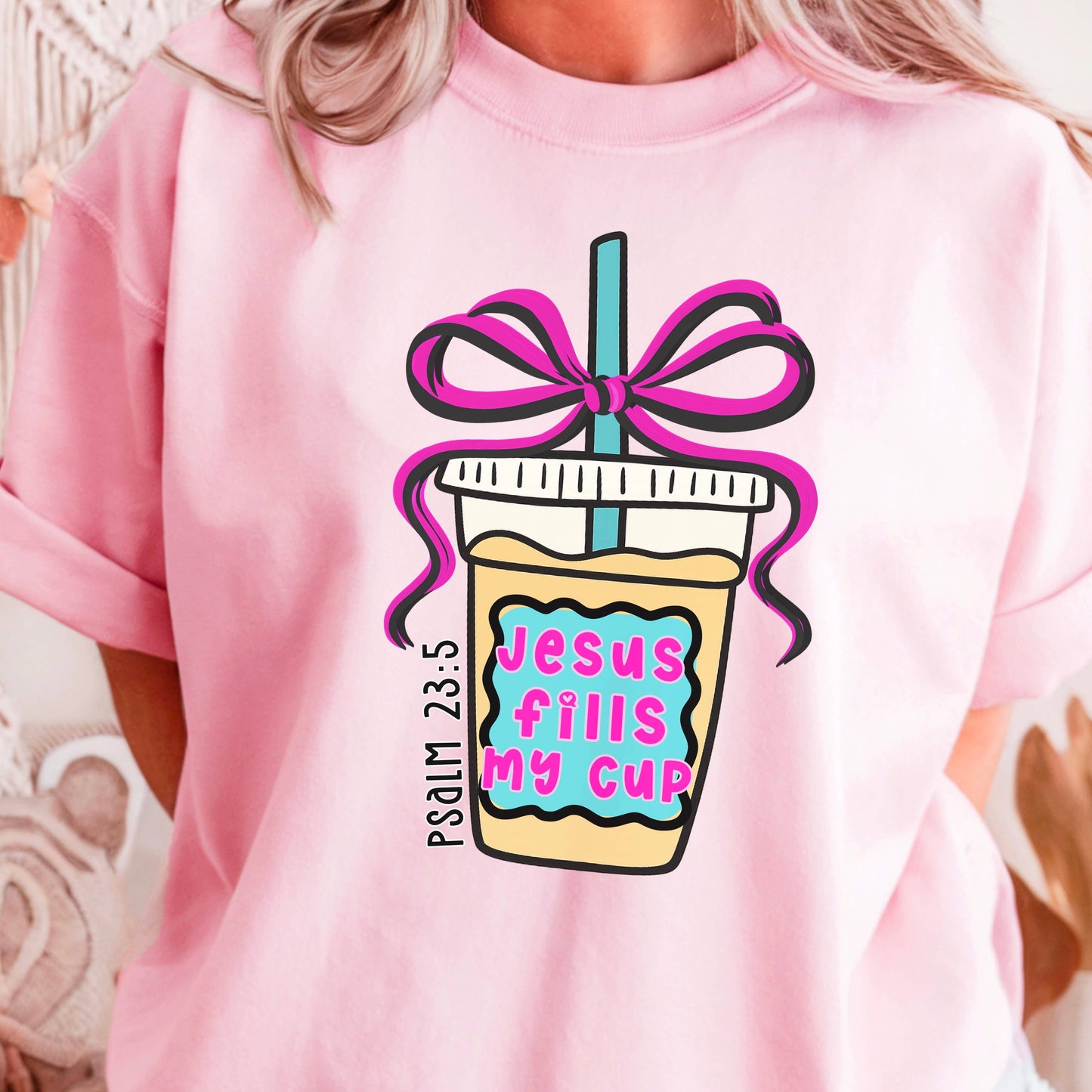Jesus Fills My Cup  Christian Graphic T-Shirt | Gildan