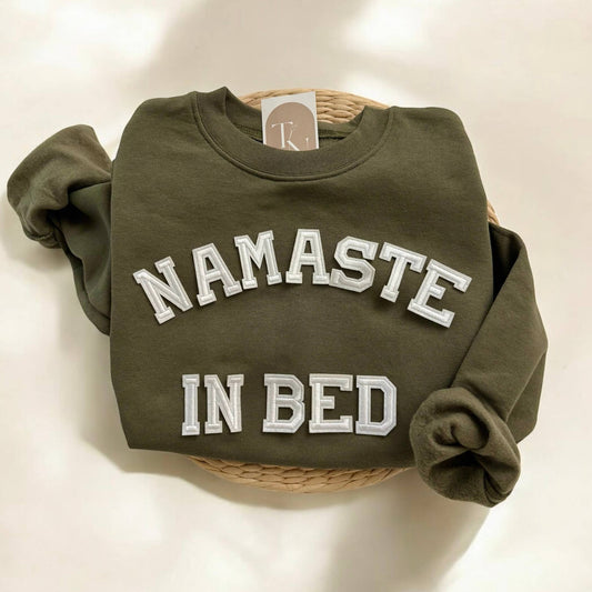 Namaste in Bed Sweatshirt, Funny Yoga Clothing For Women