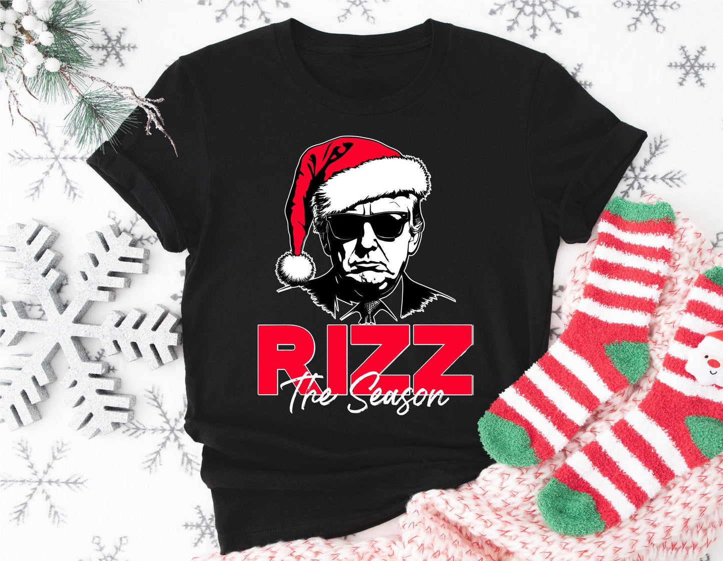 Trump Rizz the Season Christmas Tee - Funny Holiday Trump